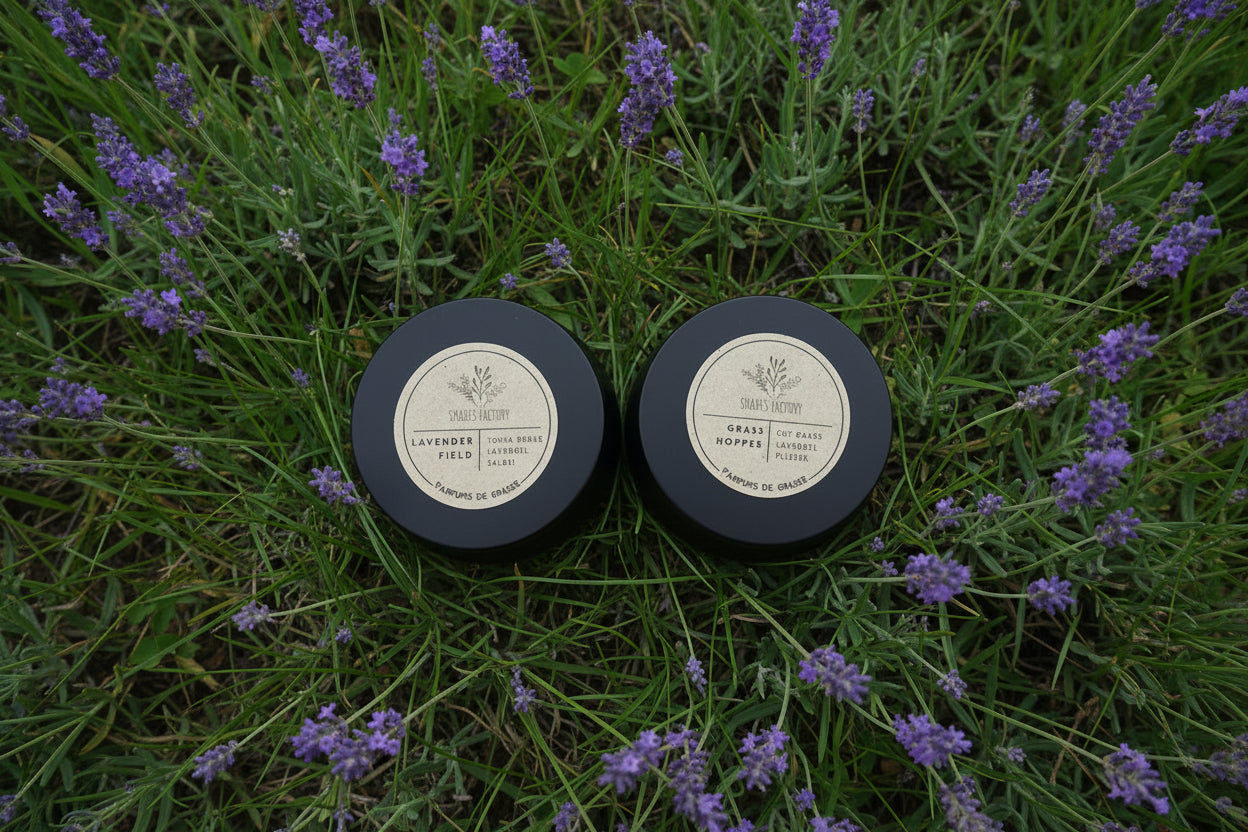 Two black cylindrical candles