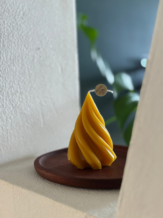 Bougie sapin de Noël en cire d'abeille | Bougie décorative sapin – Cire d'abeille naturelle, Or