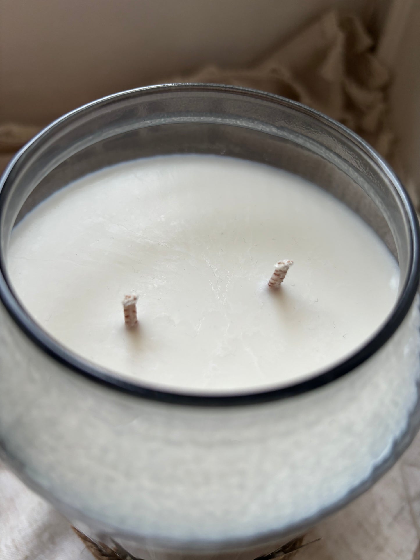 Large Unscented Candle 1200g - Candle in a Grey Smoked Glass - - Sustainable Premium Candle with Long Burn Time