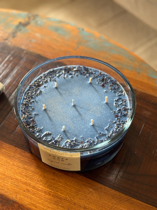 Amber Oud | Biggie 1kg Extra-Large 7-Wicks Candle with Dried Flowers