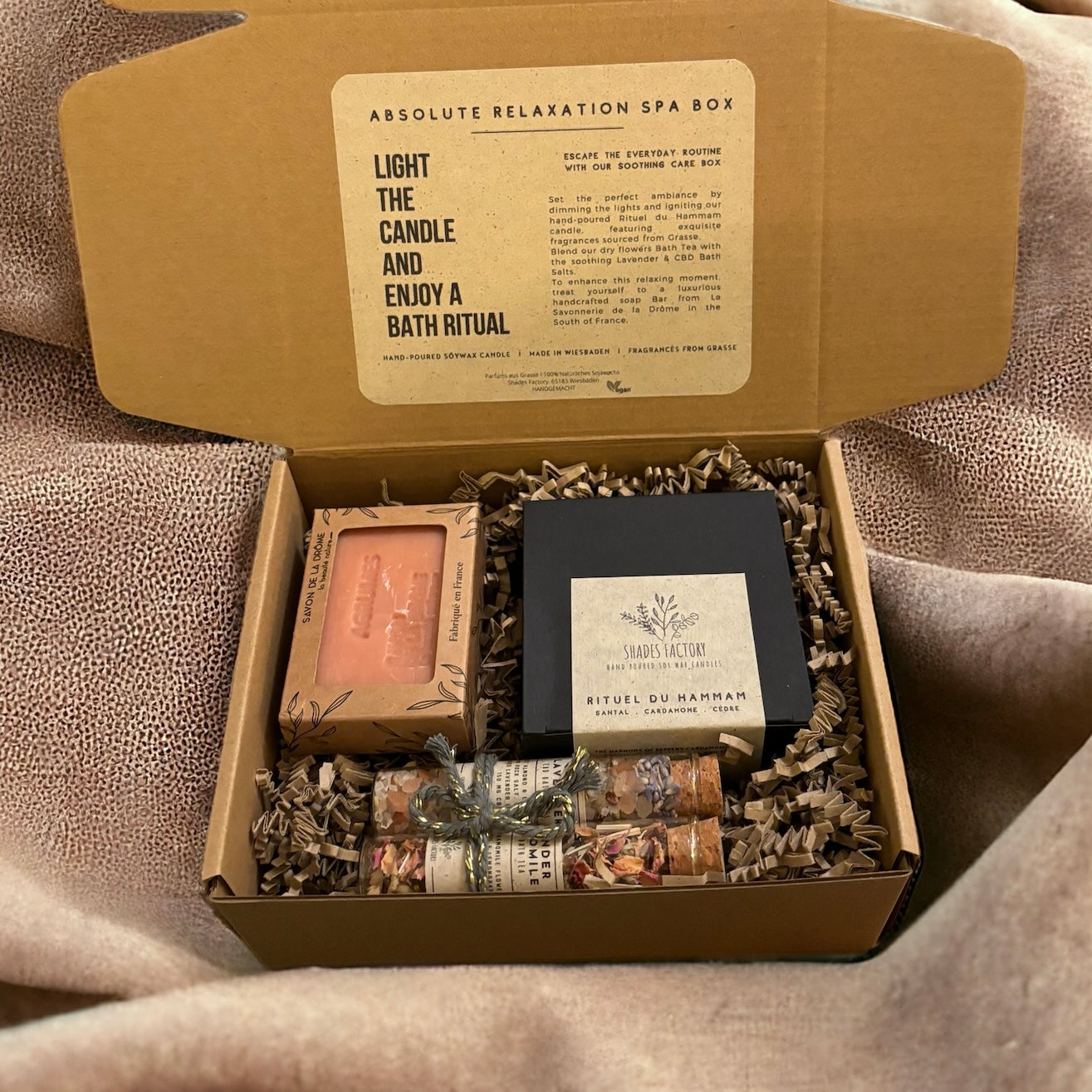 SPA BOX - Set candle Rituel du Hammam + Citrus Soap + Bath Tea & Bath Salt - Christmas  Gift