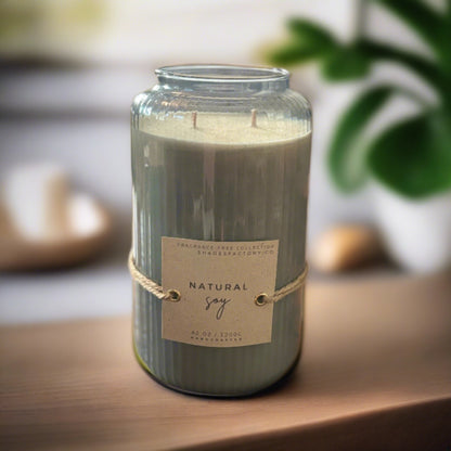 Large Unscented Candle 1200g - Candle in a Grey Smoked Glass -  - Sustainable Premium Candle with Long Burn Time