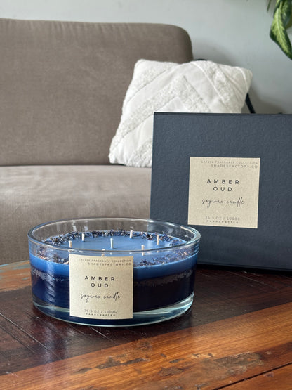 Amber Oud | Biggie 1kg Extra-Large 7-Wicks Candle with Dried Flowers