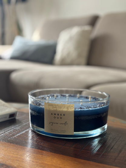 Amber Oud | Biggie 1kg Extra-Large 7-Wicks Candle with Dried Flowers