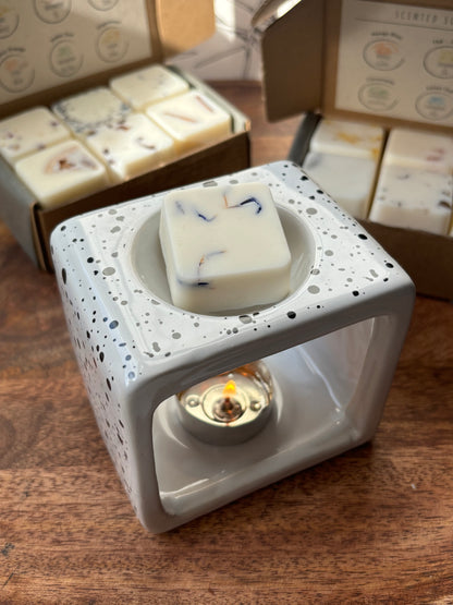 White Ceramic Burner for Wax Melts – Speckled Design