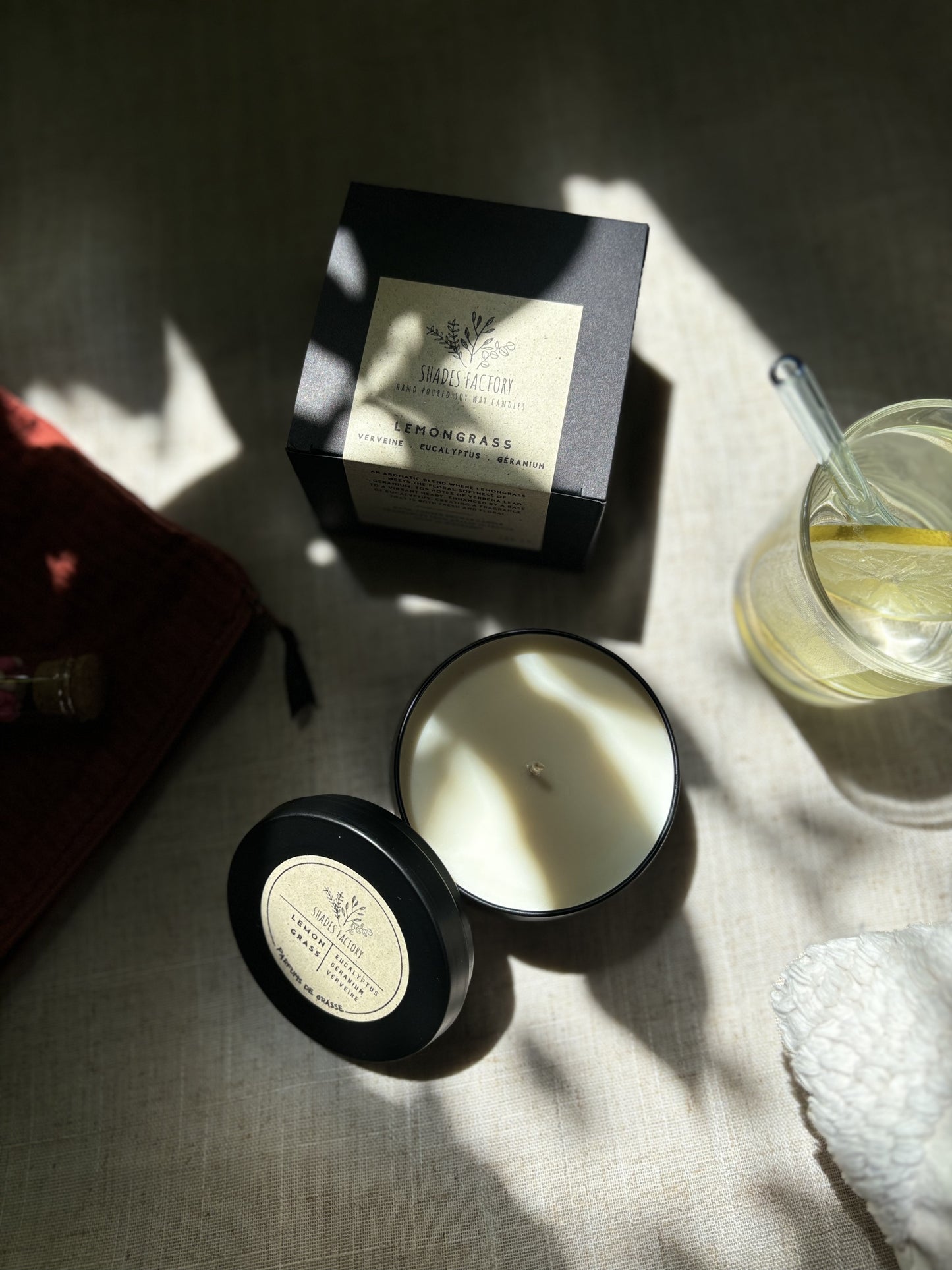 Lemongrass Candle  I Luxury scented soy wax candle in black tin jar