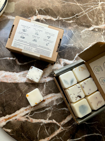 Wax Melts Box: Flower Bomb I 12 duftende Melts in 6 erlesenen Sorten | Handgefertigt mit Sojawachs