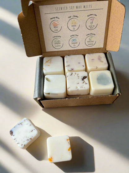 Wax Melts Box: Flower Bomb I 12 duftende Melts in 6 erlesenen Sorten | Handgefertigt mit Sojawachs