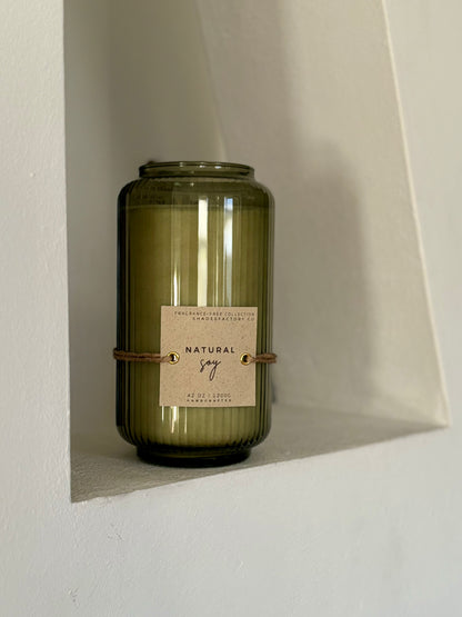 Large Unscented Candle 1200g - Candle in a Green Smoked Glass - Sustainable Premium Candle with Long Burn Time