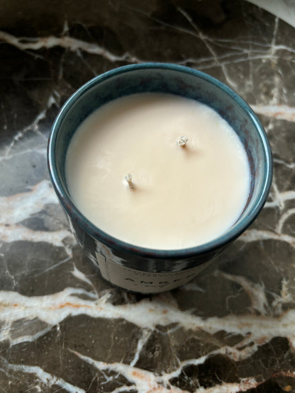 Amber Oud Candle in Clay Vessel I 450gr Luxury scented soy wax candle I Limited edition